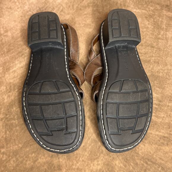 Naturalizer Low Heel Gladiator Sandals Brown Strappy Leather Floral Medallions - Picture 4 of 13